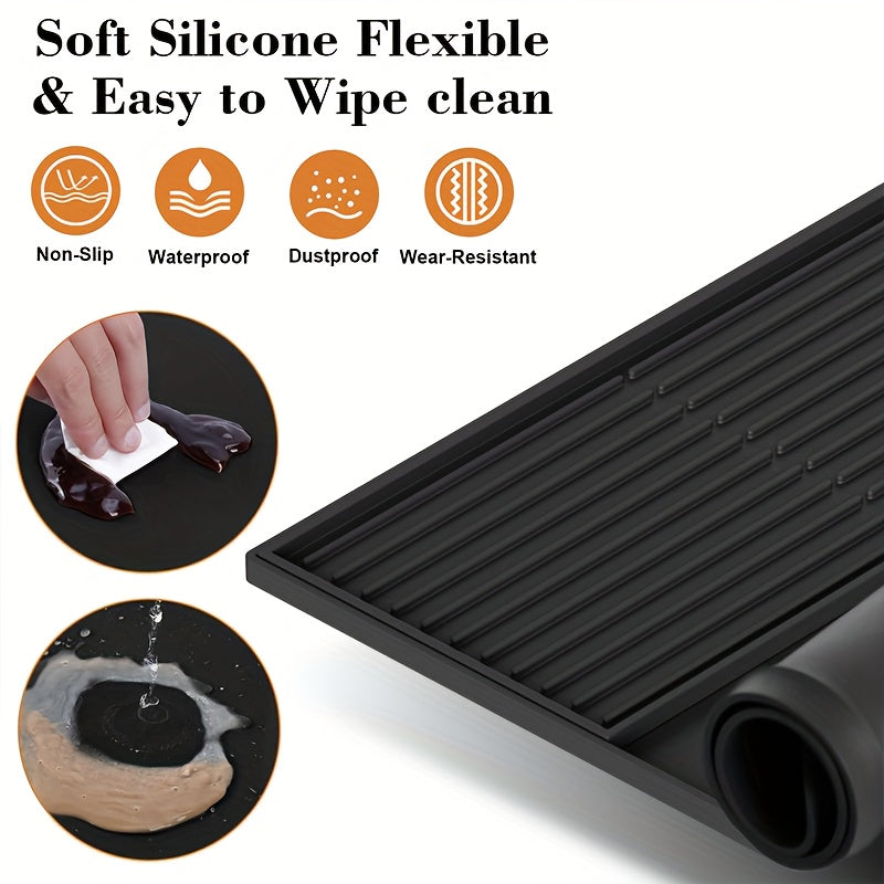 Tappetino da Caffè in Silicone 2-in-1 con Bordi Sollevati e Design Antiscivolo - Facile da Pulire, Durevole 59,94 cm X 40,13 cm Tappetino per Macchine da Caffè, Ideale per Uso Domestico e in Ufficio, Accessori per Bar Caffè, Regalo Perfetto per gli Amanti