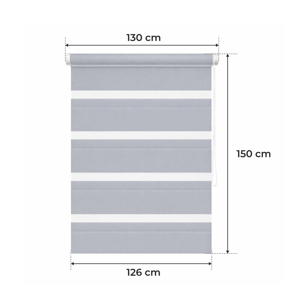 Tenda a Rullo Giorno & Notte - Grigio Chiaro - 32 Misure - BOJANEK Giorno & Notte - Installazione Finestra Non Invasiva, Nessuna Foratura Richiesta, Regolazione a Catena, Supporti Regolabili per Varie Spessori di Finestre, Design Moderno, Protezione dalla