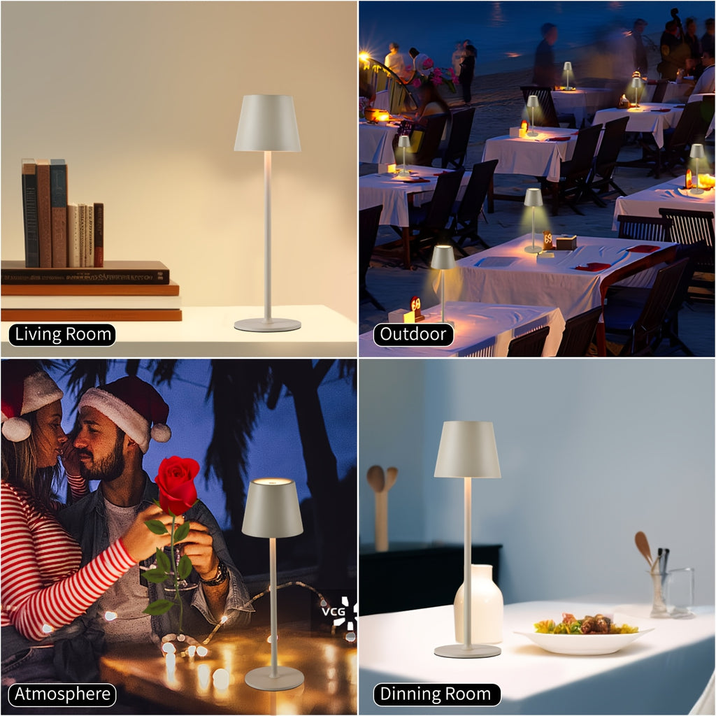Set da 2/4 Lampade da Tavolo LED Senza Fili, 4000Mah Ricaricabile Luce Notturna Touch IPX7 Wireless Design Minimalista Per/Ristorante/Camera da Letto/Esterno