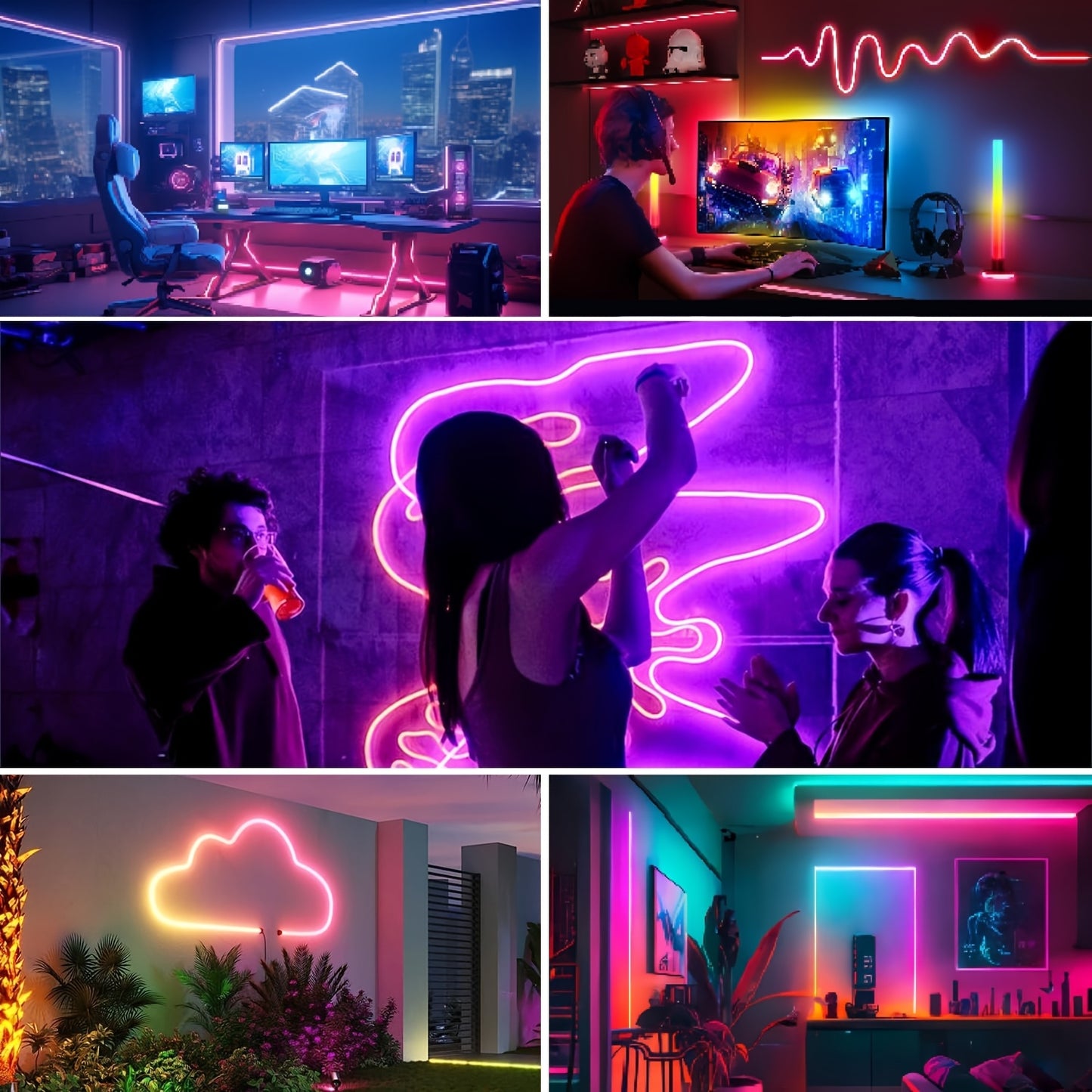 30m/20m/15m/10m/5m Striscia LED RGB Neon con Sincronizzazione Musicale, Striscia Luminosa Flessibile 24V con App e Telecomando, Striscia Luminosa Esterna IP"67", Ideale per Camera da Letto, Stanza e Decorazioni Esterne