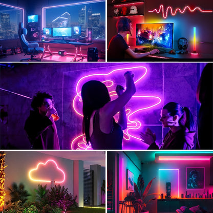 30m/20m/15m/10m/5m Striscia LED RGB Neon con Sincronizzazione Musicale, Striscia Luminosa Flessibile 24V con App e Telecomando, Striscia Luminosa Esterna IP"67", Ideale per Camera da Letto, Stanza e Decorazioni Esterne