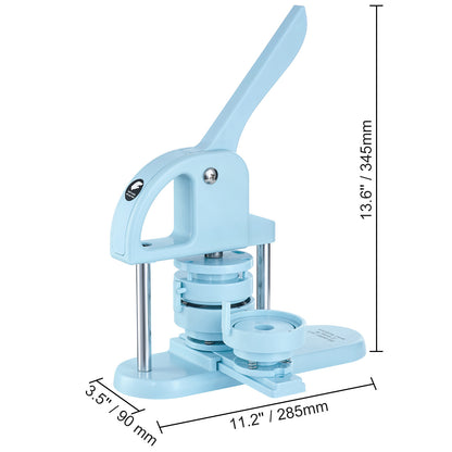 VEVOR Macchina per Bottoni, 1/1.25/2.28 pollici (25/32/58mm) 3-IN-1 Pin Maker, 300 Pezzi di Ricambio per Bottoni, Macchina per Bottoni con Libro Magico del Panda, Kit di Pressa a Punzone con Manico Arco Ergonomico, Per Regali Fai da Te per Bambini