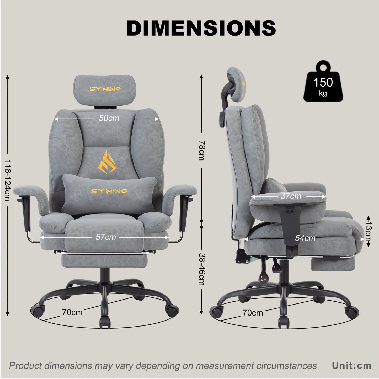 Sedia da Gaming SYMINO, Sedia da Ufficio Ergonomica in Pelle PU con Supporto Lombare - Sedia da Scrivania per Computer Reclinabile per Adulti, Seduta da Videogioco Stile Corsa (Altezza e Poggiatesta Regolabili)