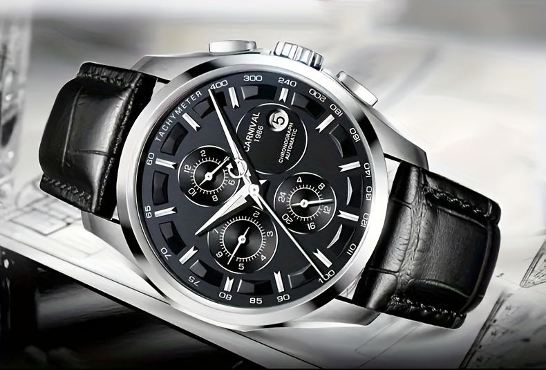 [I&W CARNIVAL] Orologio Meccanico Automatico Multifunzione Uomo, Orologio Sportivo alla Moda con Calendario e Impermeabile fino a 30m