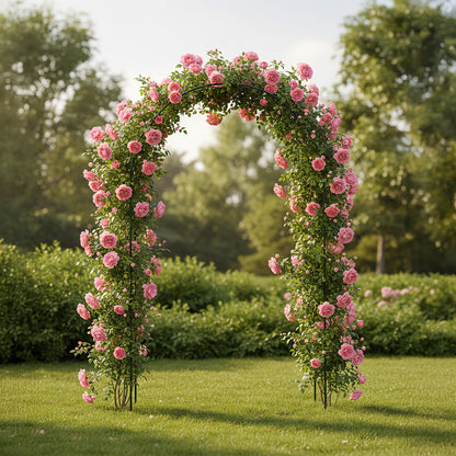 Arbor - Set di 2 pergole da giardino ad arco da 240 cm, supporto in metallo per piante rampicanti, rose, fiori, struttura per pergola da giardino ad arco per piante da giardino, decorazione da giardino, ingresso per matrimoni, patio, terreno, costruzione