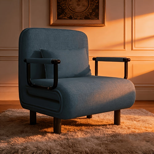 Divano letto poltrona pieghevole convertibile 5 in 1, poltrona letto lounge regolabile salvaspazio con tessuto di lino, poltrona moderna per dormitorio, monolocale e angolo accogliente, nero/marrone chiaro/verde oliva/giallo limone