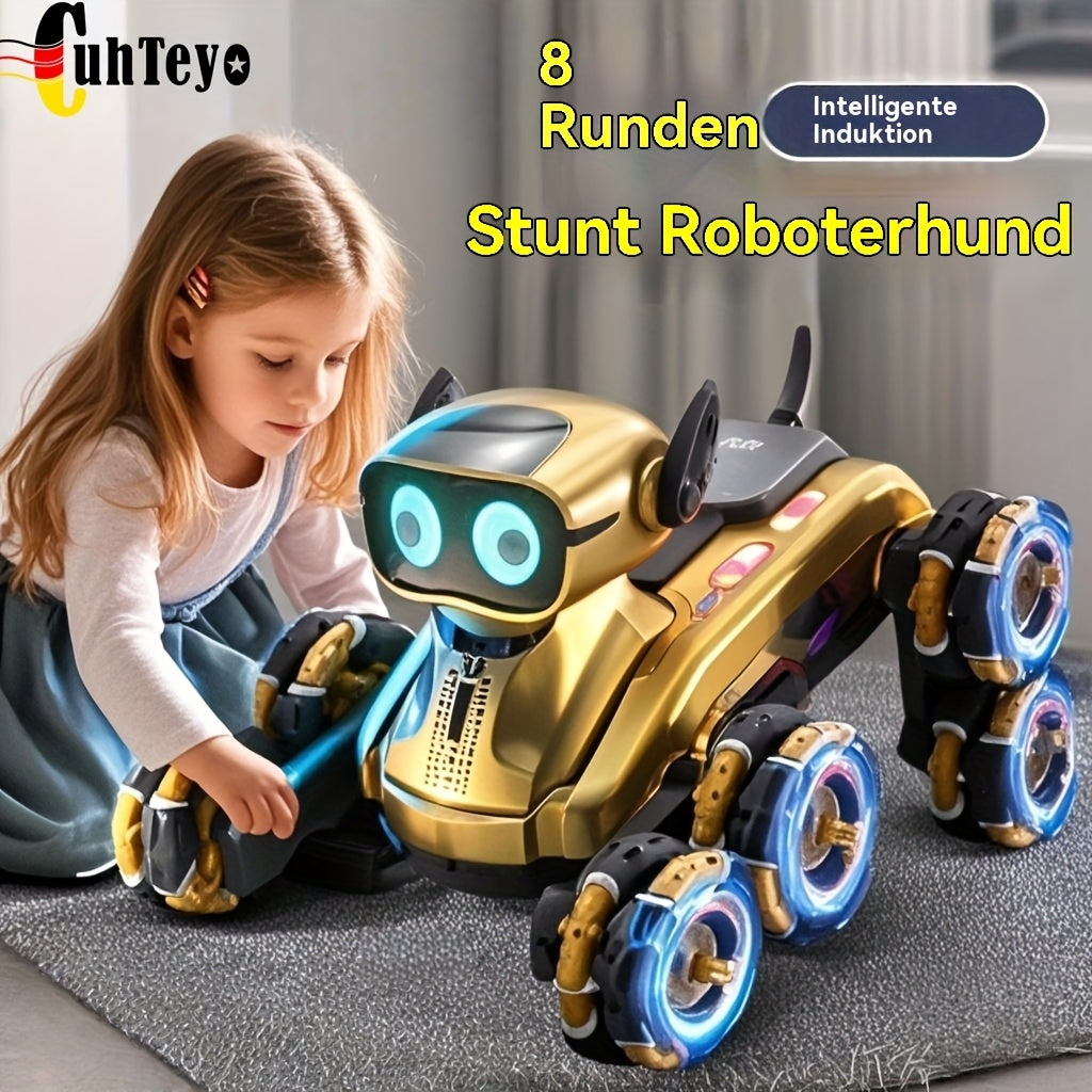 Robot per cani con 8 ruote, auto giocattolo intelligente per cani, auto da stunt con gesti e doppio controllo, auto da arrampicata deformabile, veicolo fuoristrada giocattolo, doppia batteria a energia, regalo preferito per le vacanze