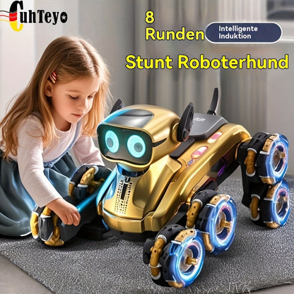 Robot per cani con 8 ruote, auto giocattolo intelligente per cani, auto da stunt con gesti e doppio controllo, auto da arrampicata deformabile, veicolo fuoristrada giocattolo, doppia batteria a energia, regalo preferito per le vacanze