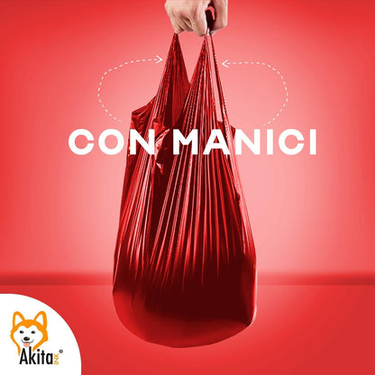 Akitaink Sacchi spazzatura Antiforo con Manici - Profumati - 120 pz da 45L | Misure 55x70cm | Vari Profumi: Brezza Marina, Fragola, Limone e Lavanda Made in Italy
