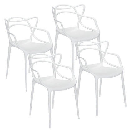 Baroni Home Set 4 Sedie in Plastica Bianca – Sedie Impilabili, Pronte all’Uso Senza Montaggio, Facili da Pulire, con Piedini Antiscivolo per Maggiore Stabilità – Ideali per Cucina, Soggiorno, Sala da Pranzo, Giardino, Terrazzo o Balcone – Sedute Comode e