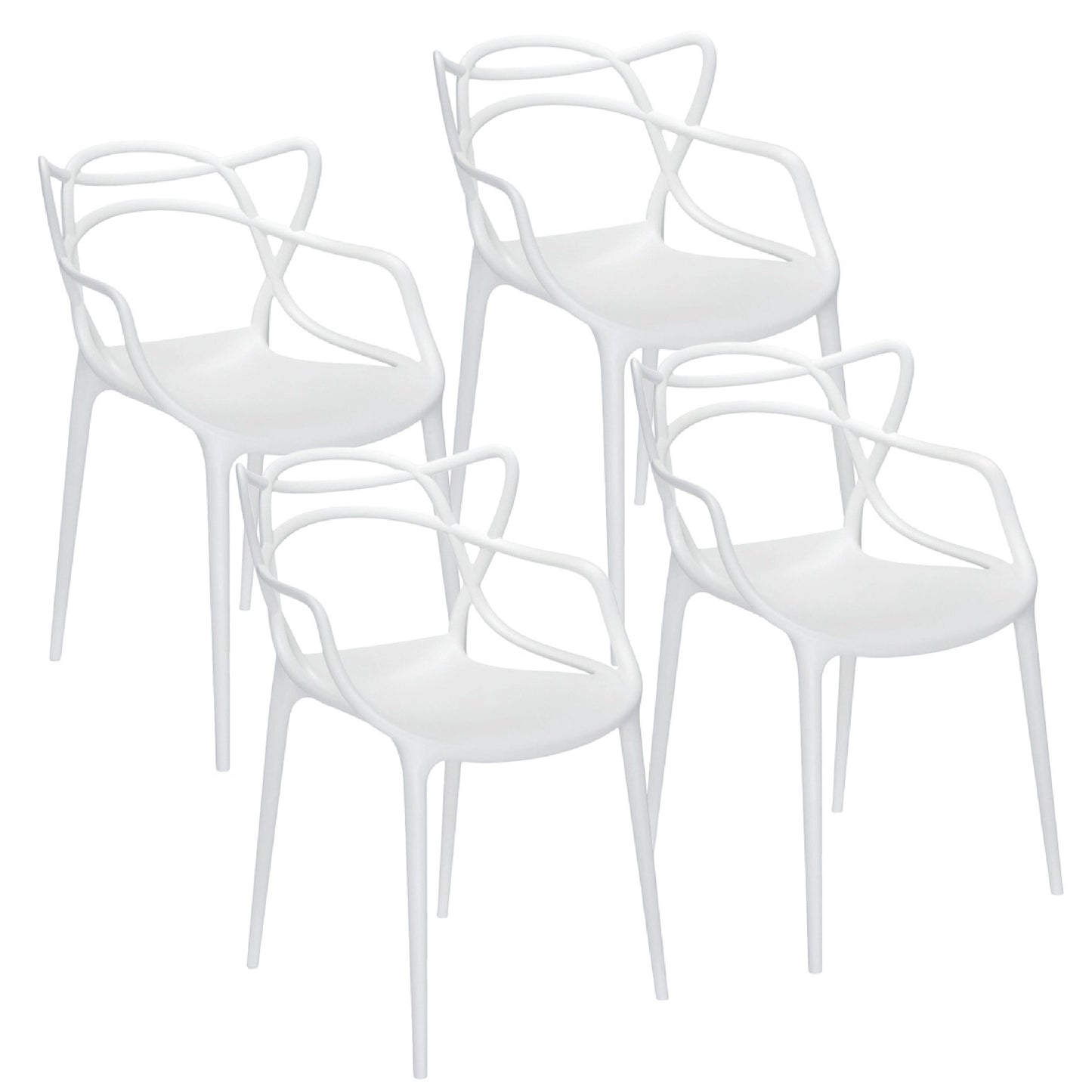 Baroni Home Set 4 Sedie in Plastica Bianca – Sedie Impilabili, Pronte all’Uso Senza Montaggio, Facili da Pulire, con Piedini Antiscivolo per Maggiore Stabilità – Ideali per Cucina, Soggiorno, Sala da Pranzo, Giardino, Terrazzo o Balcone – Sedute Comode e
