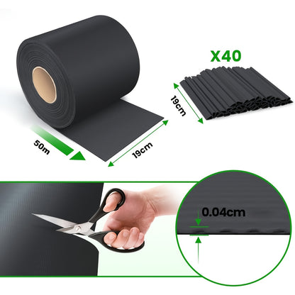 Strisce schermanti per privacy in PVC 450g/m², schermo per recinzione da giardino, 50m x 19cm, tappetini a doppia asta con 40 clip per terrazza, patio, balcone, grigio antracite, verde, grigio chiaro