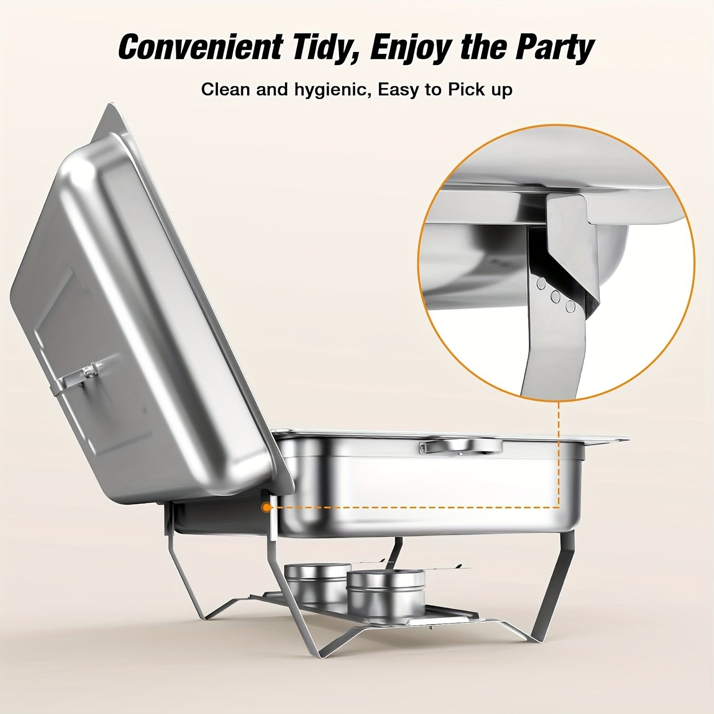Set Buffet Chafing Dish 6 Pezzi 9L 8Qt Pieghevole Rettangolare, Set Scaldavivande in Acciaio Inox per Catering con Piastra per Acqua di Dimensioni Complete, Porta Carburante per Piastra Alimentare per Isolamento Alimenti Cotti, Esclusivamente per Cucinare