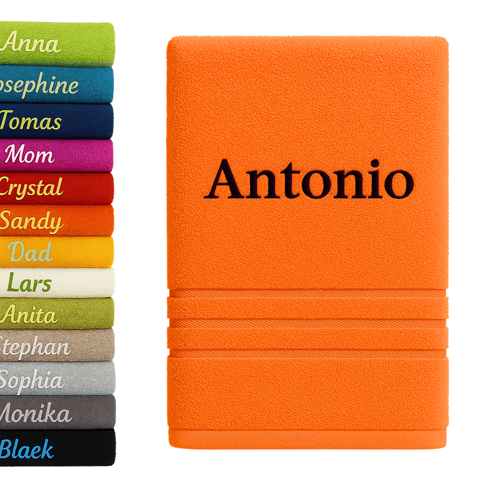 Asciugamano da Bagno Personalizzato con Nome - Ricamo Elegante, Asciugamano in Cotone Su Misura