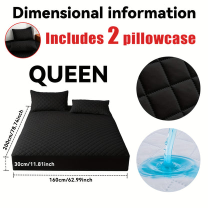 Questo è un set da 3 pezzi che include un proteggi materasso impermeabile ultra-morbido e una mezza federa (il nucleo del cuscino non è incluso). Presenta un design spesso e caldo in tinta unita, il che lo rende un'opzione perfetta per proteggere i matera