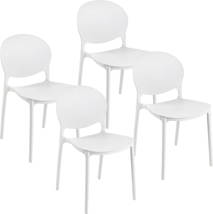 Baroni Home Set 4 Sedie in Plastica Bianca – Sedie Impilabili, Pronte all’Uso Senza Montaggio, Facili da Pulire, con Piedini Antiscivolo per Maggiore Stabilità – Ideali per Cucina, Soggiorno, Sala da Pranzo, Giardino, Terrazzo o Balcone – Sedute Comode e
