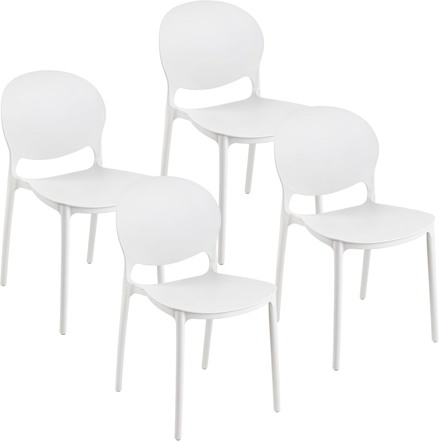 Baroni Home Set 4 Sedie in Plastica Bianca – Sedie Impilabili, Pronte all’Uso Senza Montaggio, Facili da Pulire, con Piedini Antiscivolo per Maggiore Stabilità – Ideali per Cucina, Soggiorno, Sala da Pranzo, Giardino, Terrazzo o Balcone – Sedute Comode e