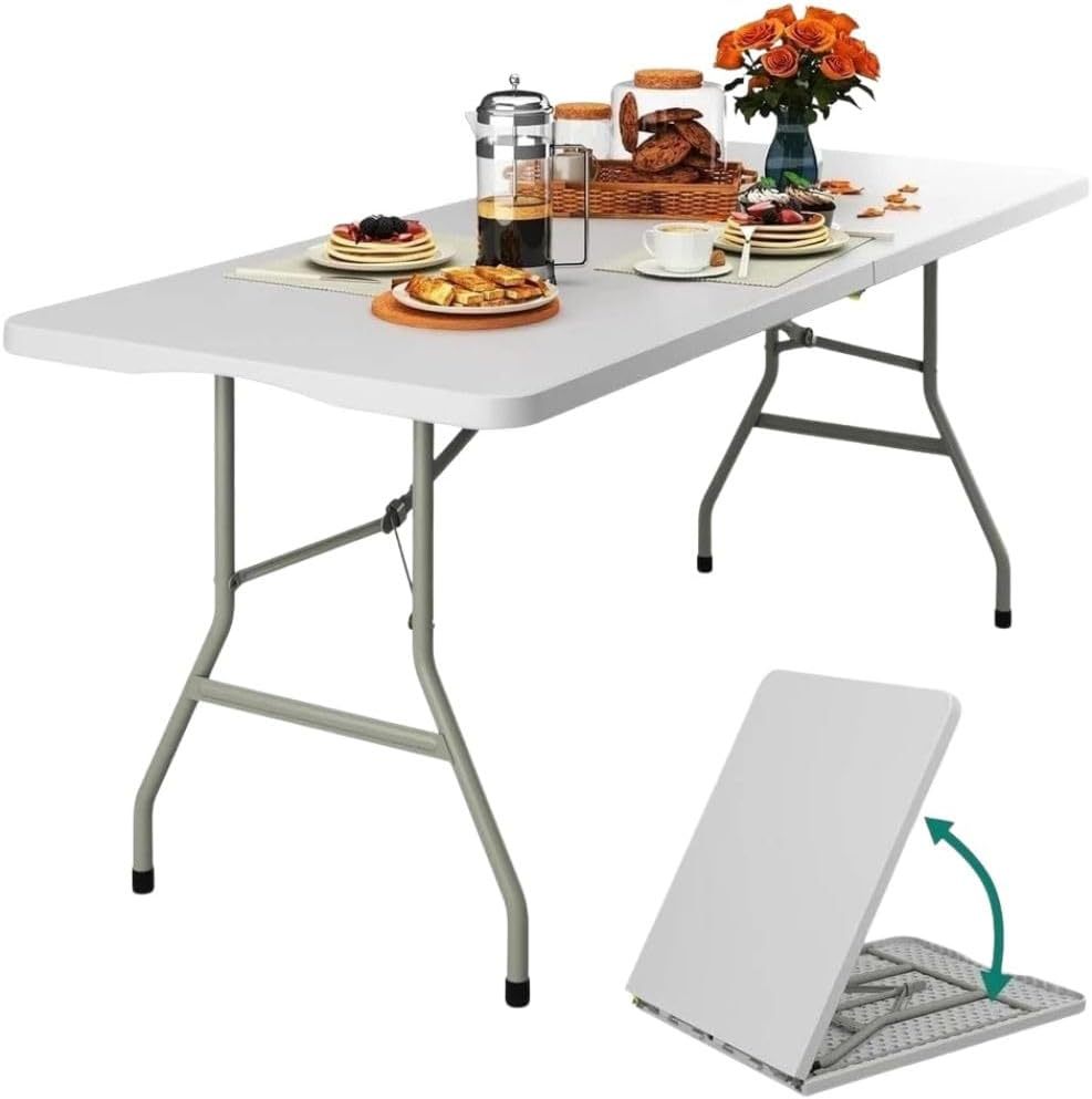 Cecaro Group Tavolo Pieghevole Estensibile 180 cm – Bianco | Portata 120 kg | Maniglia Integrata | Chiusura Sicura con Blocco di Sicurezza