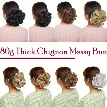 Chignon Elegante con Rosa e Pettine Floreale - Extension Ricci Sintetiche per Acconciature, Scrunchie Messy Updo in Ombre Nero/Marrone Balayage, Accessori per Capelli con Clip Facili da Applicare, Ideali per Matrimoni, Feste & Occasioni Speciali