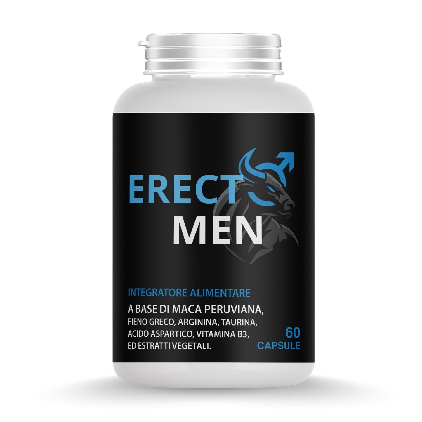 Integratore UOMO Naturale con Maca Nera Peruviana, Fieno Greco, L-Arginina, Taurina, Acido Aspartico e Vitamina B3 - Made in Italy - 60 CAPSULE -