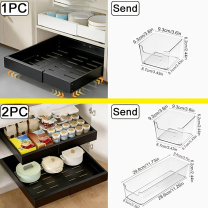 1 Confezione di organizer per mobili a scorrimento Heavy Duty - Larghezza espandibile da 32.0cm a 52.32cm, profondità 43,18cm, doppia montatura adesiva/trapano, contenitore multiuso per cucina, bagno, cassetti da garage, mobili da cucina