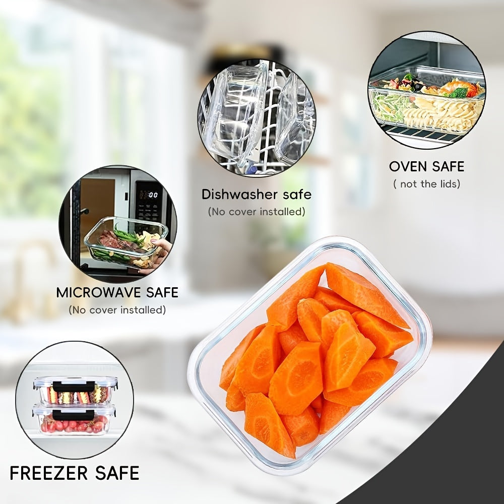 Contenitori Ermetici per Alimenti con Coperchi 6pz 1040ml - 6pz 800ml, Contenitori in Vetro per Preparazione Pasti, Contenitori Riutilizzabili, Contenitori in Vetro con Coperchi, Contenitori per Alimenti