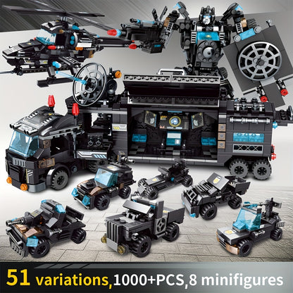 BricZplay 1100DIY Edizione Commemorativa Set di Blocchi da Costruzione Pattuglia Cittadina Aerei/Robot Fantastici Regali per Festival Regali per il Ringraziamento, Halloween, Natale, Capodanno - Migliori Regali per Pasqua