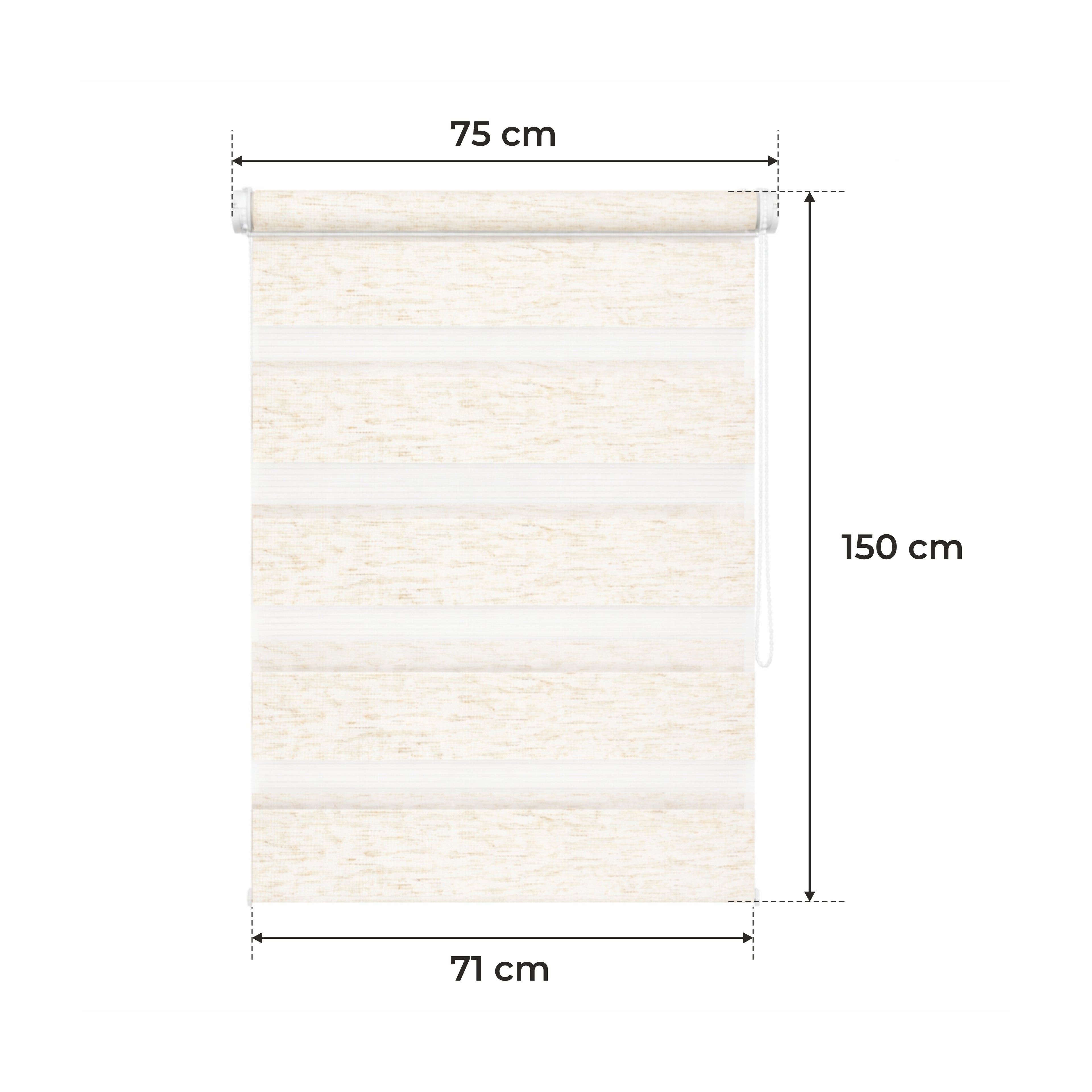 Tenda a Rullo Giorno & Notte - Beige Melange - 32 Misure - BOJANEK Giorno & Notte - Installazione Finestra Non Invasiva, Nessuna Foratura Richiesta, Regolazione a Catena, Supporti Regolabili per Varie Spessori di Finestra, Design Moderno, Protezione dalla