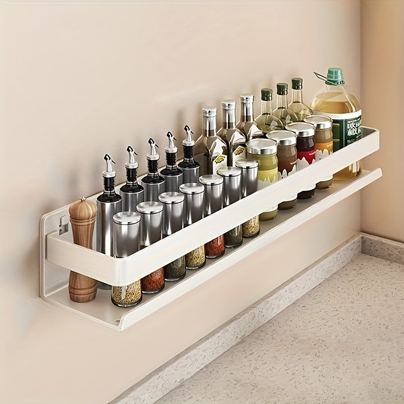 Porta spezie da muro di 40/60cm, set di 2 scaffali sospesi con ganci, salvaspazio, facile da installare, rack per conservazione condimenti, adatto per cucina e bagno (nero, bianco, grigio)