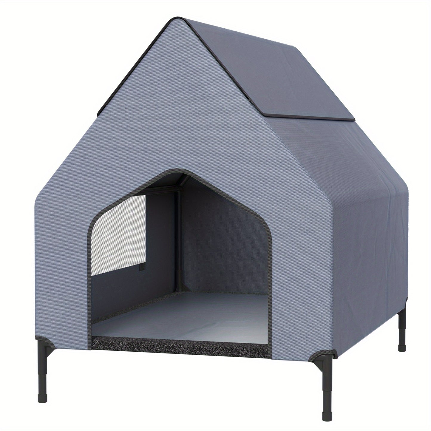 Casina per Cani Grigia con Porta e Finestra, Adatta per Uso Interno/Esterno