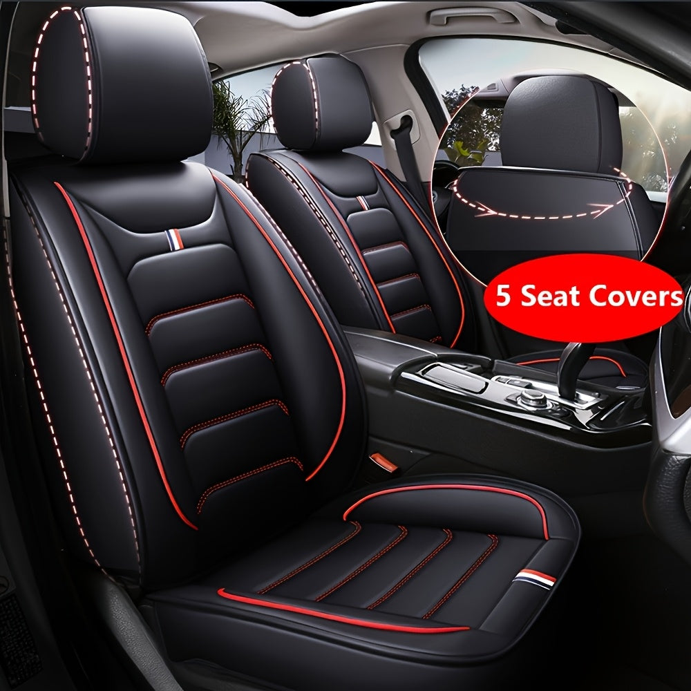 Set Completo di Coprisedili Auto Premium a 5 Posti, Universale per la Maggior Parte dei Veicoli, Protezione Antiscivolo a Copertura Totale con Cuscini Poggiatesta, Design Resistente ed Elegante