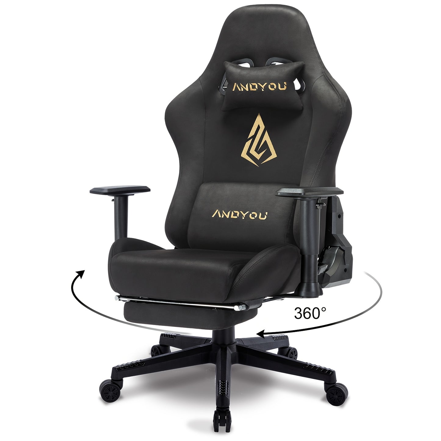 ANDYOU Sedia Gaming, Sedia da Ufficio Traspirante, Tessuto di Alta Qualità Morbido Simile a Pelliccia Sintetica. Sedia Ergonomica pz, Sedie da Lavoro Girevoli Regolabili con Poggiapiedi
