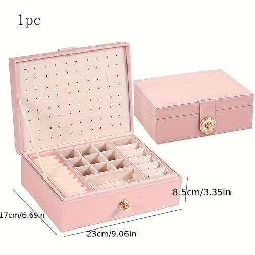 Organizzatore di gioielli di lusso a più livelli con ampio spazio per collane, orecchini, borchie, bracciali e altro, realizzato in ecopelle