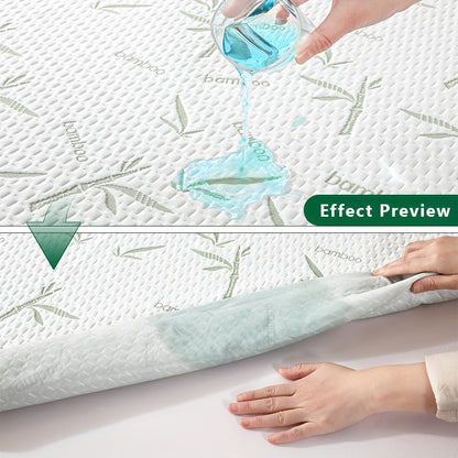1 protezione per materasso ad aria 3D in bambù impermeabile ultra-morbida - Coprimaterasso traspirante e rinfrescante, adatto per materassi fino a 30 cm, perfetto per camere da letto, stanze degli ospiti, dormitori e appartamenti (federa non inclusa)