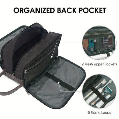 Beauty Case da Viaggio in Tela con Maniglia Laterale per Uomo Donna, Organizer da Viaggio per Articoli da Toeletta, Borsa da Barba con Tasca Separata per Asciutto e Bagnato per Accessori da Viaggio