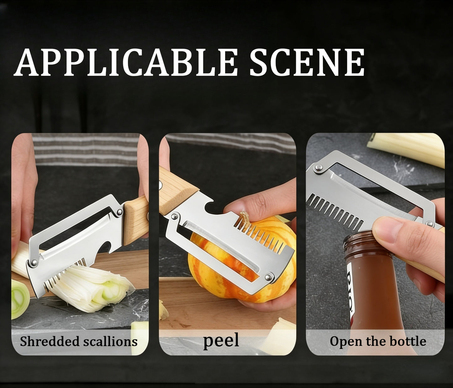 Set da 3 pezzi pelapatate e affettatrice premium in acciaio inossidabile, coltelli da cucina multifunzionali per sbucciare patate e tritare cavolo, utensili da cucina domestici essenziali