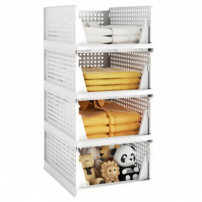 4 Cesti Pieghevoli Porta Abiti, Organizer per Cassetti in Plastica per Cucina, Bagno e Armadi da Ufficio - La Scelta Perfetta per il Labor Day. Cesto per la Bucata, un Organizer Multifunzionale per Armadio, una Soluzione Salvaspazio per Piccoli Spazi
