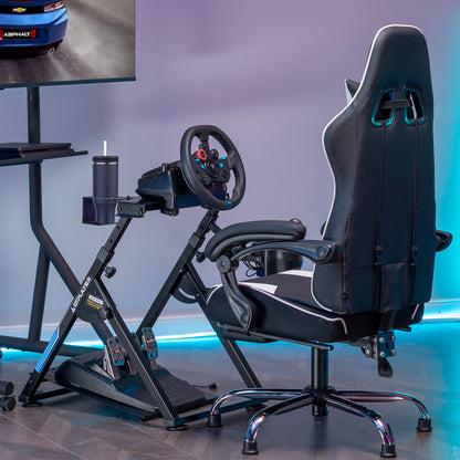Supporto per volante da gaming, stand per volante da corsa con attacco per leva del cambio V1/V2, struttura regolabile in inclinazione, con portabevande