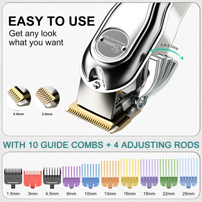 HATTEKER Tagliacapelli con Barbiere in Tessuto Professionale, Regolabarba, Clipper per Capelli, Barbiere Ricaricabile USB, Trimmer Elettrico Senza Fili per Uomo