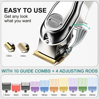 HATTEKER Tagliacapelli con Barbiere in Tessuto Professionale, Regolabarba, Clipper per Capelli, Barbiere Ricaricabile USB, Trimmer Elettrico Senza Fili per Uomo