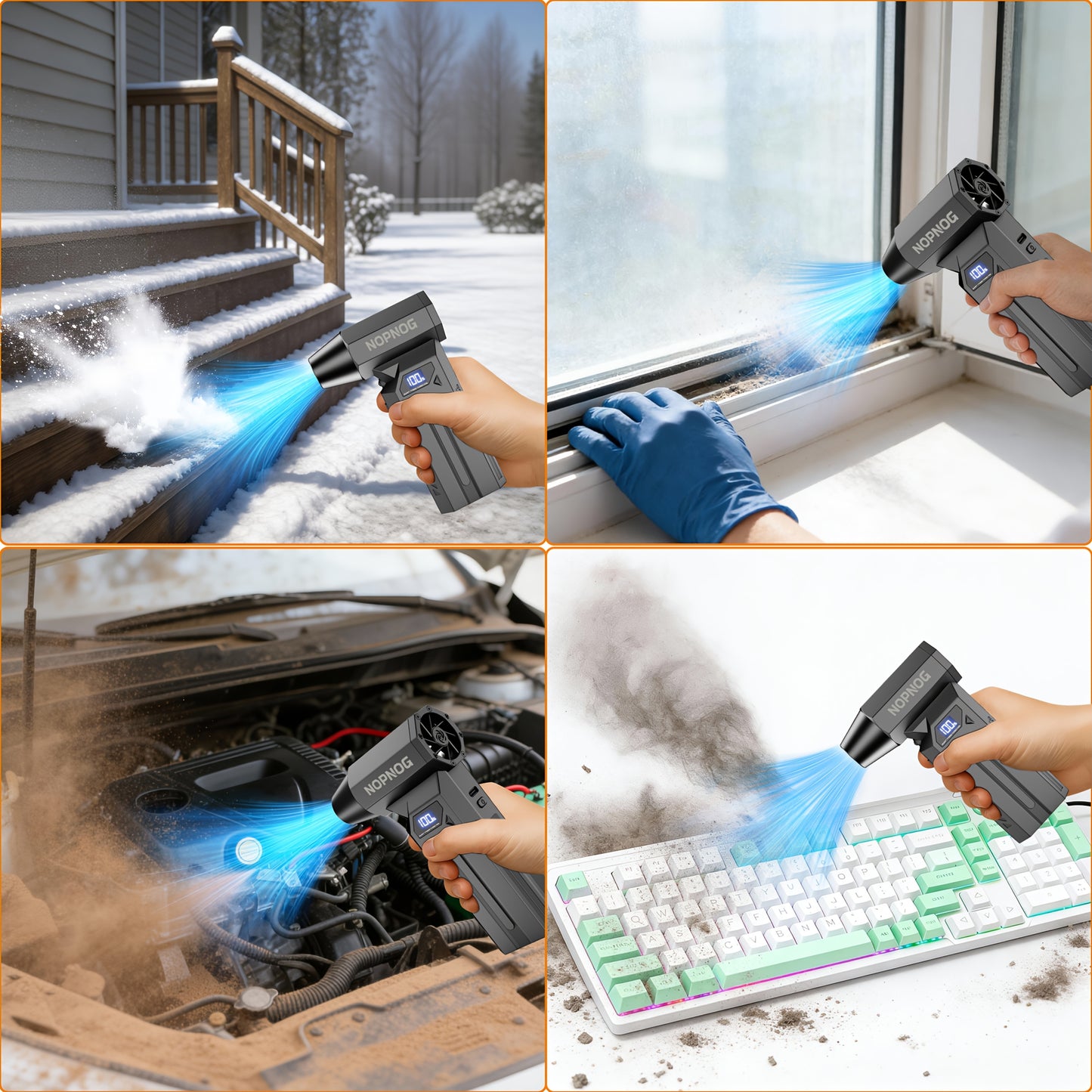 8400000RPH Soffiatore Elettrico, Turbo Blower con Schermo LED, Ventola Jet Ricaricabile Senza Fili Potente, Adatto a Vari Scenari Come Campeggio All'aperto, Pulizia Auto, Pulizia Computer, Ecc.