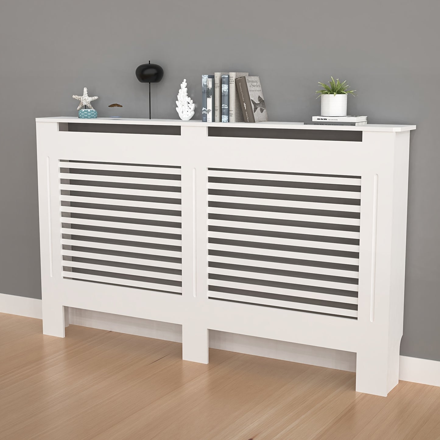 Copertura Radiatore Alta Mobile in Legno Altezza Interna 100Cm Coperture Riscaldatore Bianche Scolli Moderni Scaffale Radiatore Alto MDF Spesso Mobile in Legno Cucina Camera da Letto per Soggiorno