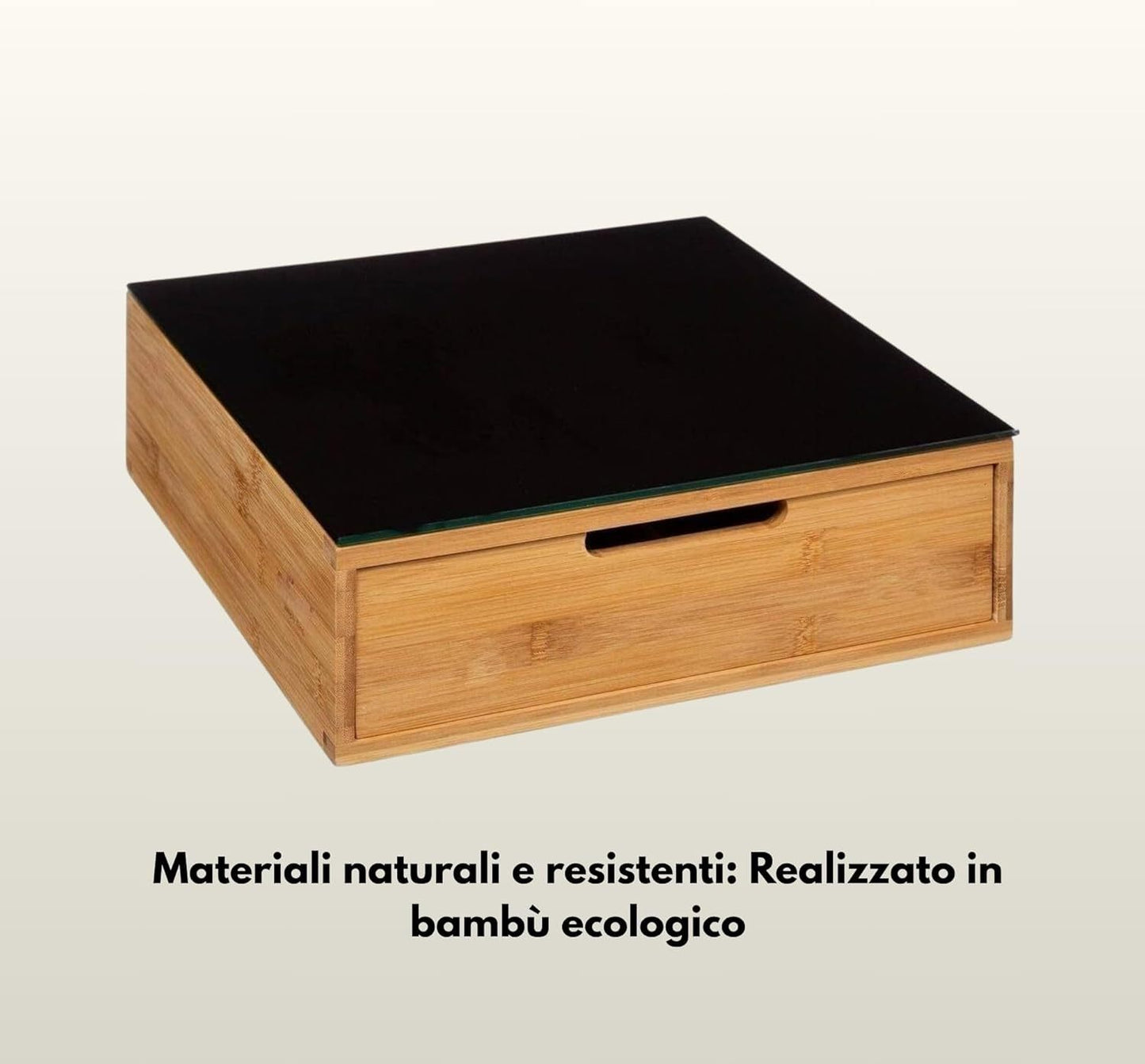 Cecaro Group Porta Cialde in Bambù con Cassetto – Organizer Elegante per Cialde, Capsule e Tisane