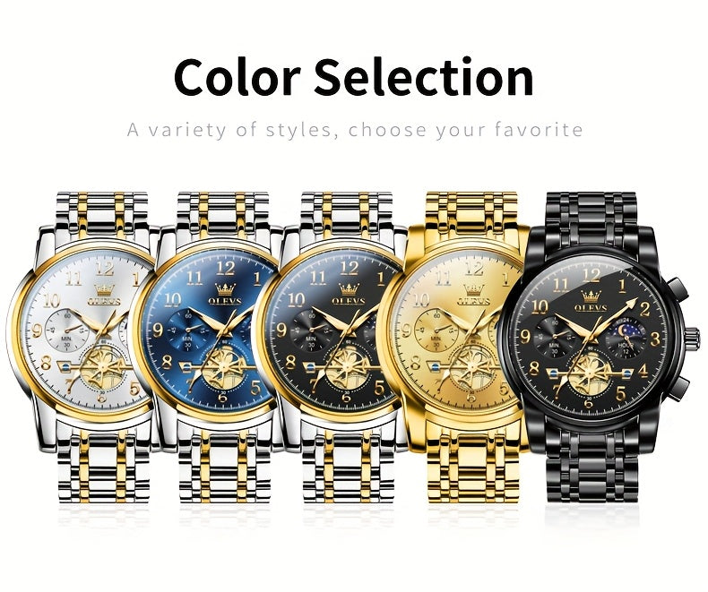 OLEVS Orologi da Uomo Classici Business Dress Analogico Quarzo Quadrante Digitale Orologio da Uomo Moda Lusso Bracciale in Acciaio Inossidabile Luminoso con Calendario Orologio da Polso da Uomo Regali Romantici Relojes De Hombre Quadrante Blu/Nero/Bianco/