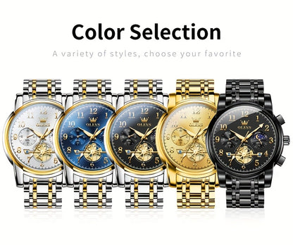 OLEVS Orologi da Uomo Classici Business Dress Analogico Quarzo Quadrante Digitale Orologio da Uomo Moda Lusso Bracciale in Acciaio Inossidabile Luminoso con Calendario Orologio da Polso da Uomo Regali Romantici Relojes De Hombre Quadrante Blu/Nero/Bianco/