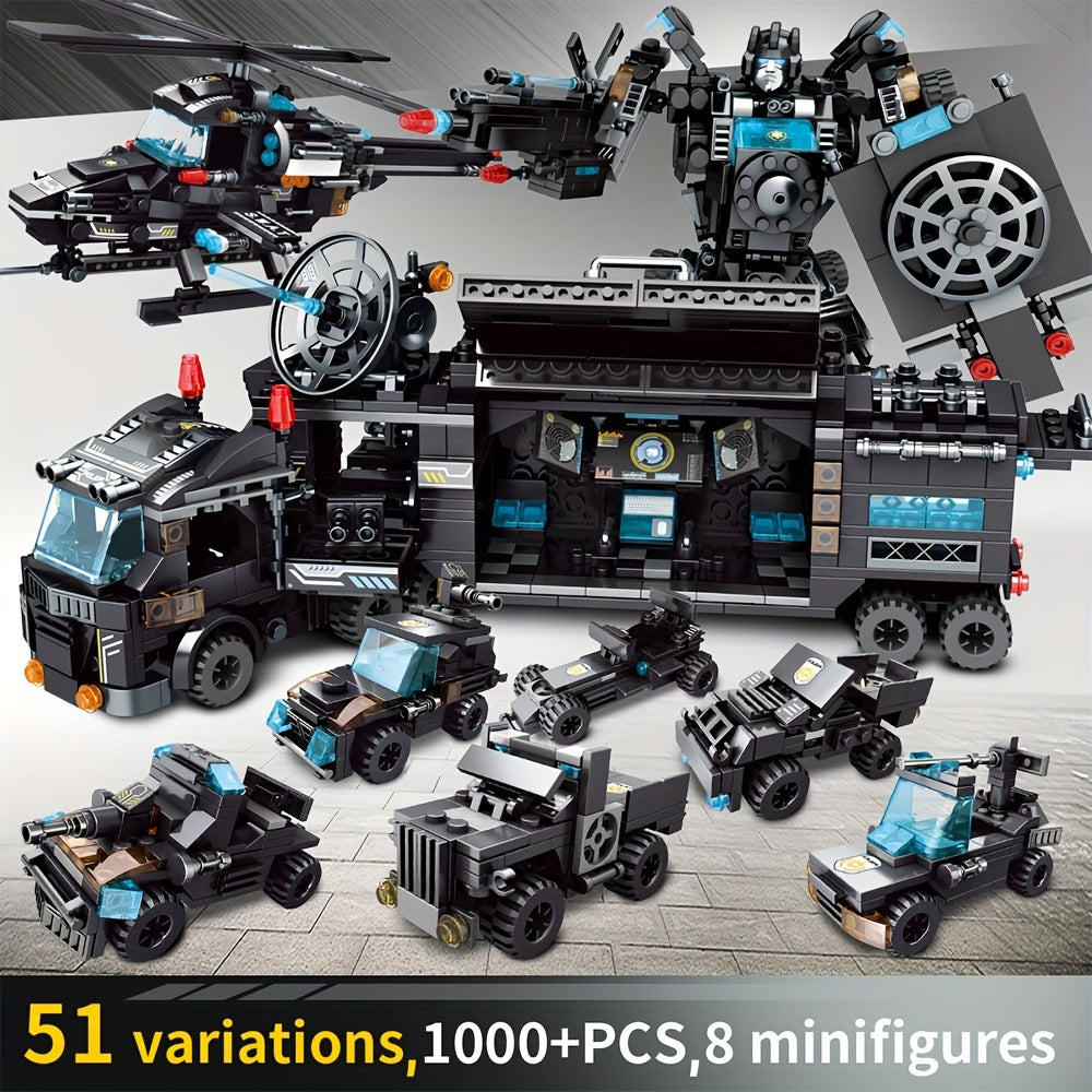 BricZplay 1100DIY Edizione Commemorativa Set di Blocchi da Costruzione Pattuglia Cittadina Aerei/Robot Fantastici Regali per Festival Regali per il Ringraziamento, Halloween, Natale, Capodanno - Migliori Regali per Pasqua