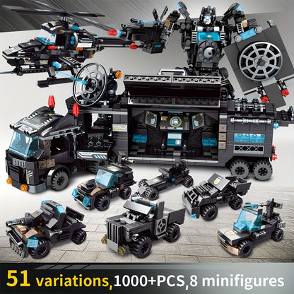 BricZplay 1100DIY Edizione Commemorativa Set di Blocchi da Costruzione Pattuglia Cittadina Aerei/Robot Fantastici Regali per Festival Regali per il Ringraziamento, Halloween, Natale, Capodanno - Migliori Regali per Pasqua