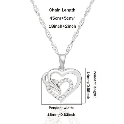 Collana pendente elegante in argento 925 per donna, con catena a onda unica e pendente a cuore in Zirconia sintetica scintillante, regalo perfetto per le feste e per le donne, confezionato in scatola regalo