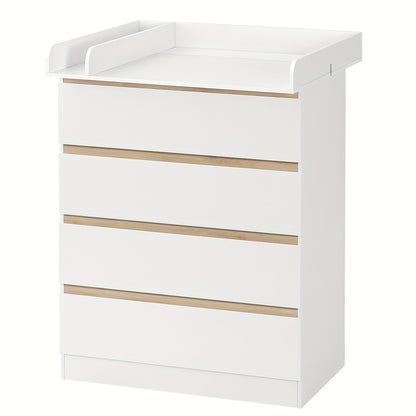 Unità di cassetti da 1 pezzo con 4 grandi cassetti, utilizzabili come organizer o comò, mobilia per la casa con ripiani rimovibili, tavolino da notte, camera da letto, soggiorno, bagno, bianco, 110x80x75 cm, decorazione pasquale, regalo per la Festa della