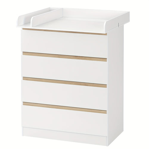 Unità di cassetti da 1 pezzo con 4 grandi cassetti, utilizzabili come organizer o comò, mobilia per la casa con ripiani rimovibili, tavolino da notte, camera da letto, soggiorno, bagno, bianco, 110x80x75 cm, decorazione pasquale, regalo per la Festa della